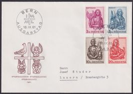 1961, Satz-FDC, Evangelisten Nr. 381+384, illustriert