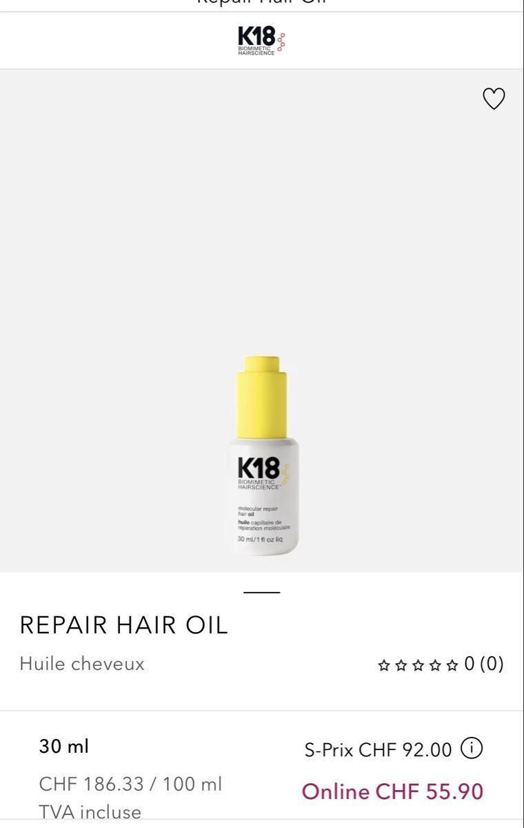 Prodotti per capelli: K18 huile 30 mL neuf – Nuovo e nell'imballaggio originale da Lausanne venduto da Meganelausanne