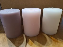 Kerzen-Set lila, rosa, weiss unbenutzt