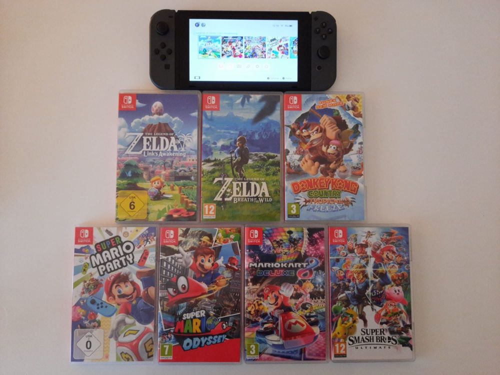 Nintendo Switch+7 Spiele+Pro Controller (Neu (gemäss Beschreibung)) in ...