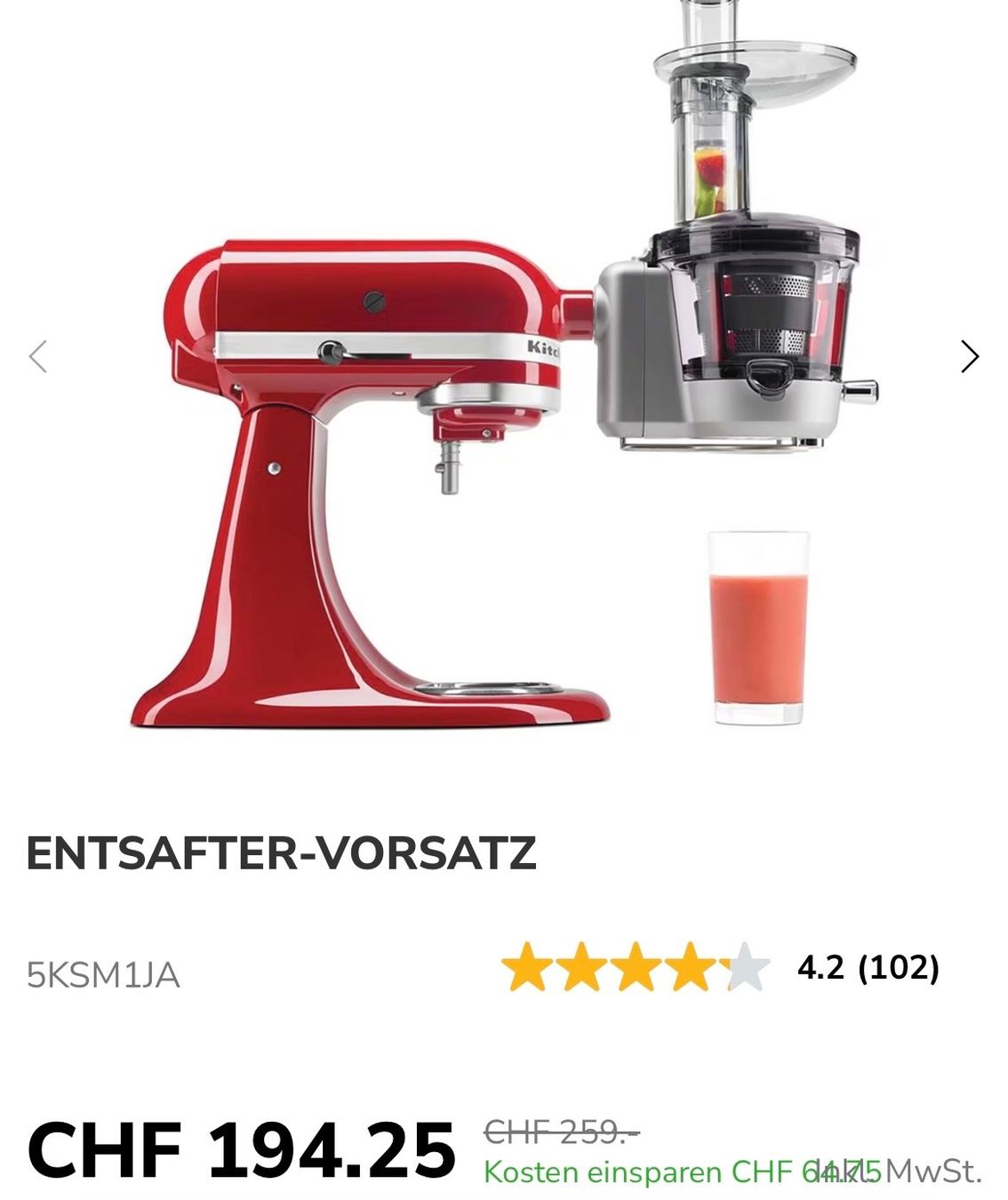 Kitchenaid Elettrodomestici da cucina: Kitchen Aid ENTSAFTER-VORSATZ  5KSM1JA – Usato da Zürich venduto da nicoleichholzer 8