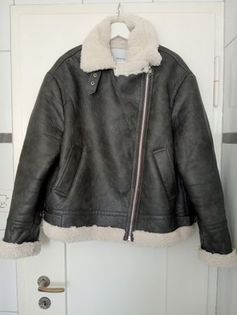Bershka Bikerjacke Fliegerjacke Grau Gr. L (30)
