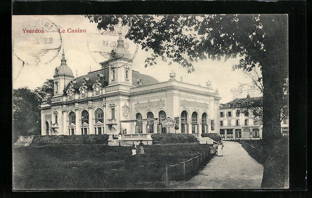 Cartoline postali: AK Yverdon, Le Casino, 1905 – Usato da Berlin venduto da bartko-reher