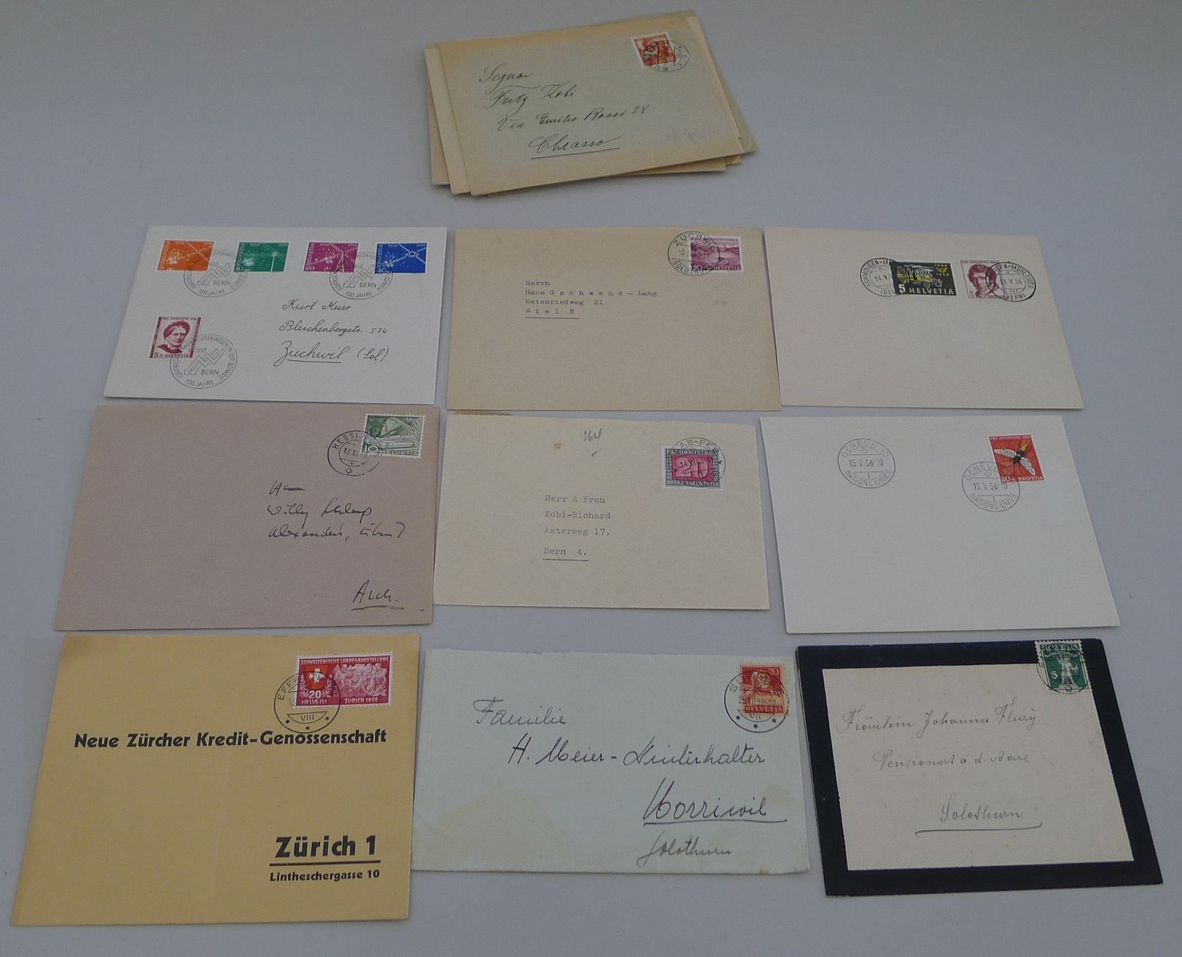 Alle Briefmarken: 20 saubere Briefe mit schönen Stempeln. – Gebraucht aus Sursee von Luzernerraute