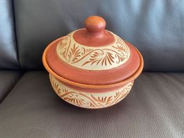 Indische Indien India Ton Topf Pfanne Vase mit Deckel