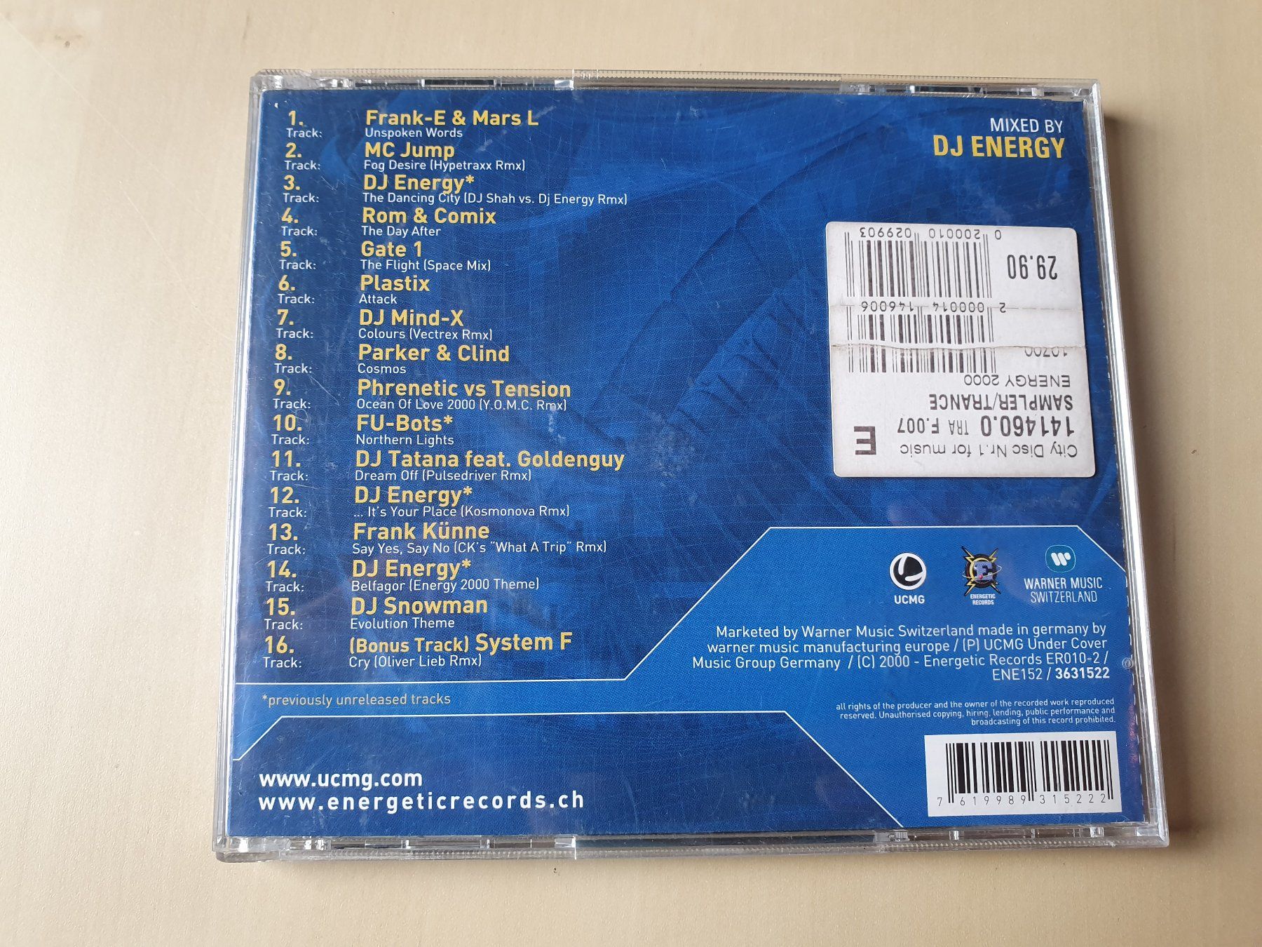 CD: Energy 00 DJ Energy – Usato da Stansstad venduto da collectorsshop 1