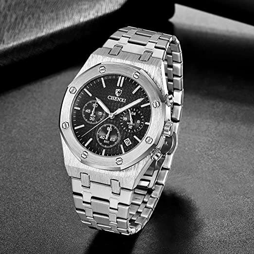 Uhren: Edler Chronograph Uhr Chrono Armbanduhr Herrenuhr Datum – Neu und originalverpackt aus Basel von EchoPeak 3