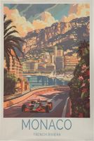 Monaco Formel 1 Poster Leinwandbild 40x60cm NEU (Rahmenlos)
