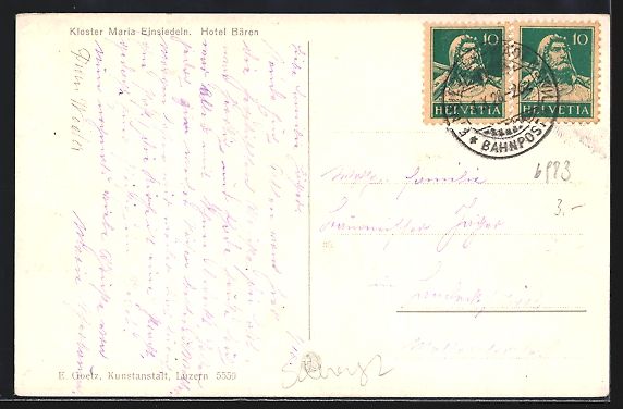 Cartes postales: Maria Einsiedeln, Hotel Bären, Kloster – D'occasion à Berlin par bartko-reher 1