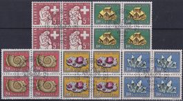 1958, PP, B86-B90 Viererblöcke Ersttags-Stempel, Kat: 90.-