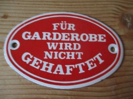 Emailleschild für Garderobe ....