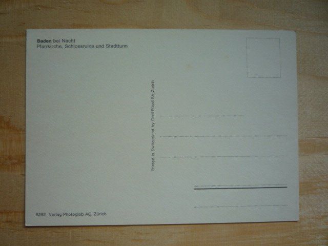 Cartoline postali: Baden bei Nacht, 5292 – Usato da Rieden SG venduto da Brockehuesli 1