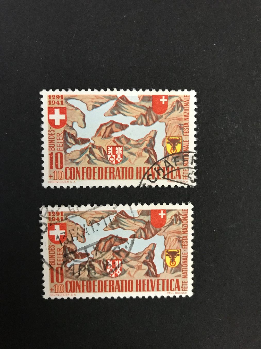 Alle Briefmarken: 1941, Bundesfeiermarke B13 mit Abart – Gebraucht aus stäfa von brandy66