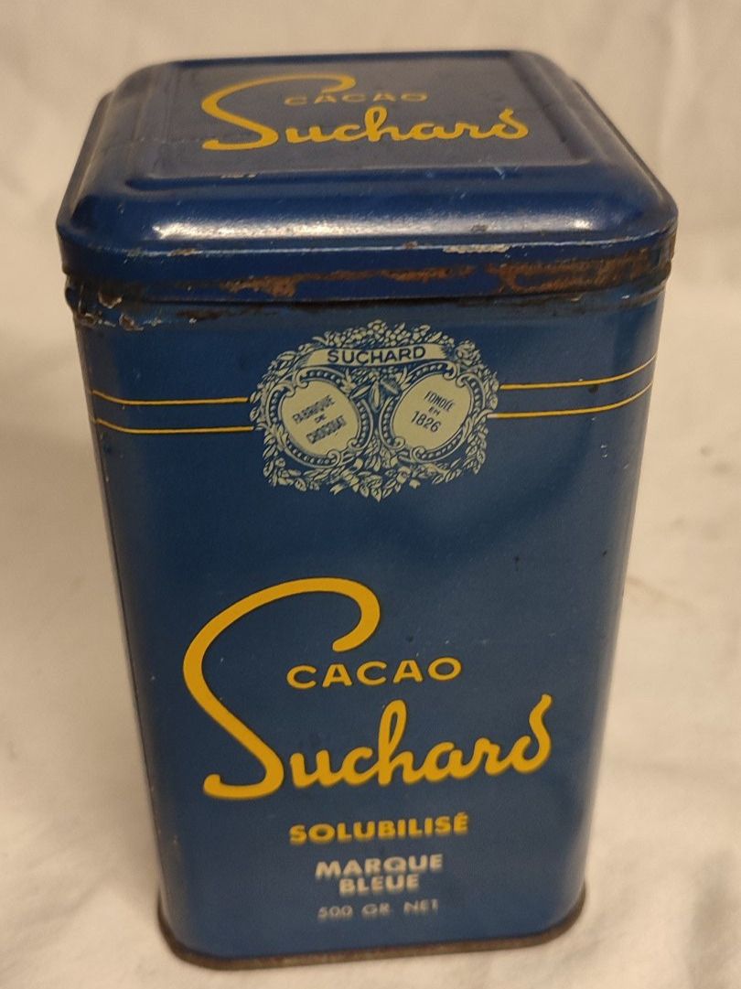 Suchard Dosen: Wunderschöne alte Blechdose von SUCHARD CACAO 16 cm – Gebraucht aus Gelterkinden von MYSTOREFORYOU4460