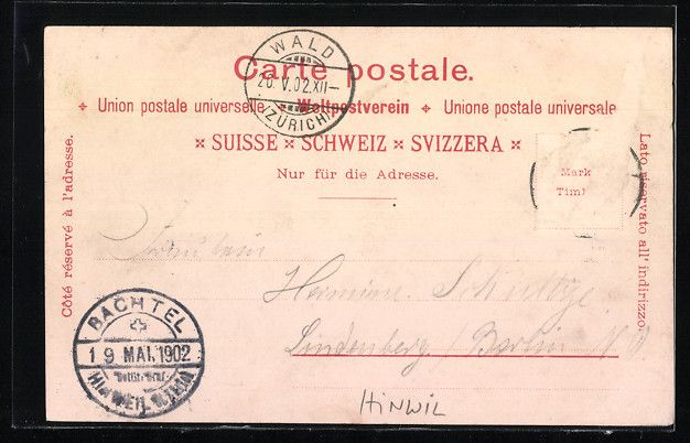Cartoline postali: Litho Hinwil, Gruss vom Bachtel und Berg – Usato da Berlin venduto da bartko-reher 1