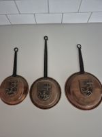 Kupferpfanne mit Wappen Graubünden Dekoration 3 Stück