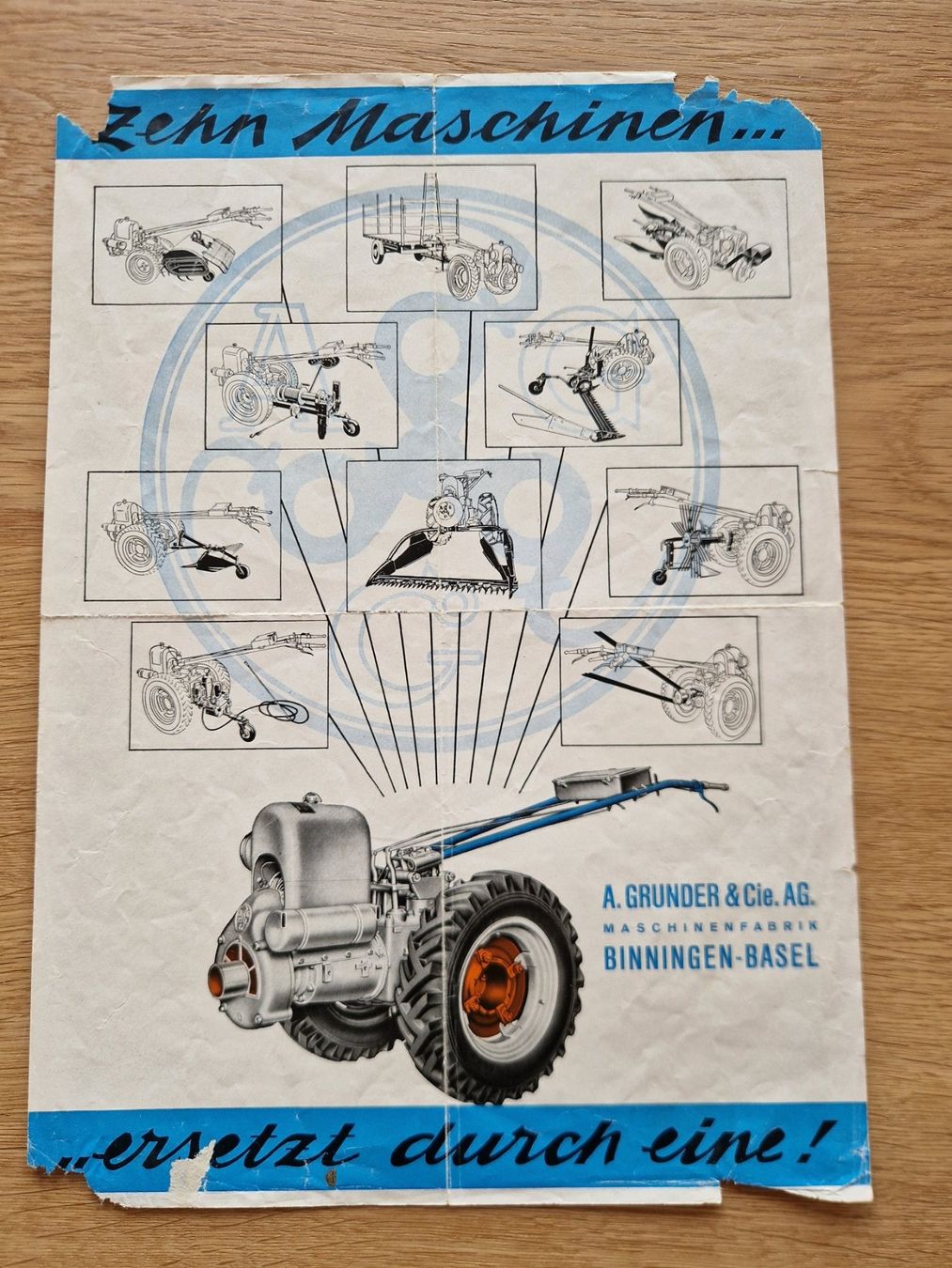 Trattori: Original Prospekt Grunder 3GU Einachser, Traktor – Difettoso da Dürnten venduto da Bachtel84