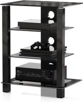 HiFi Rack Glas Alu mit Kabelmanagement Audio Regal