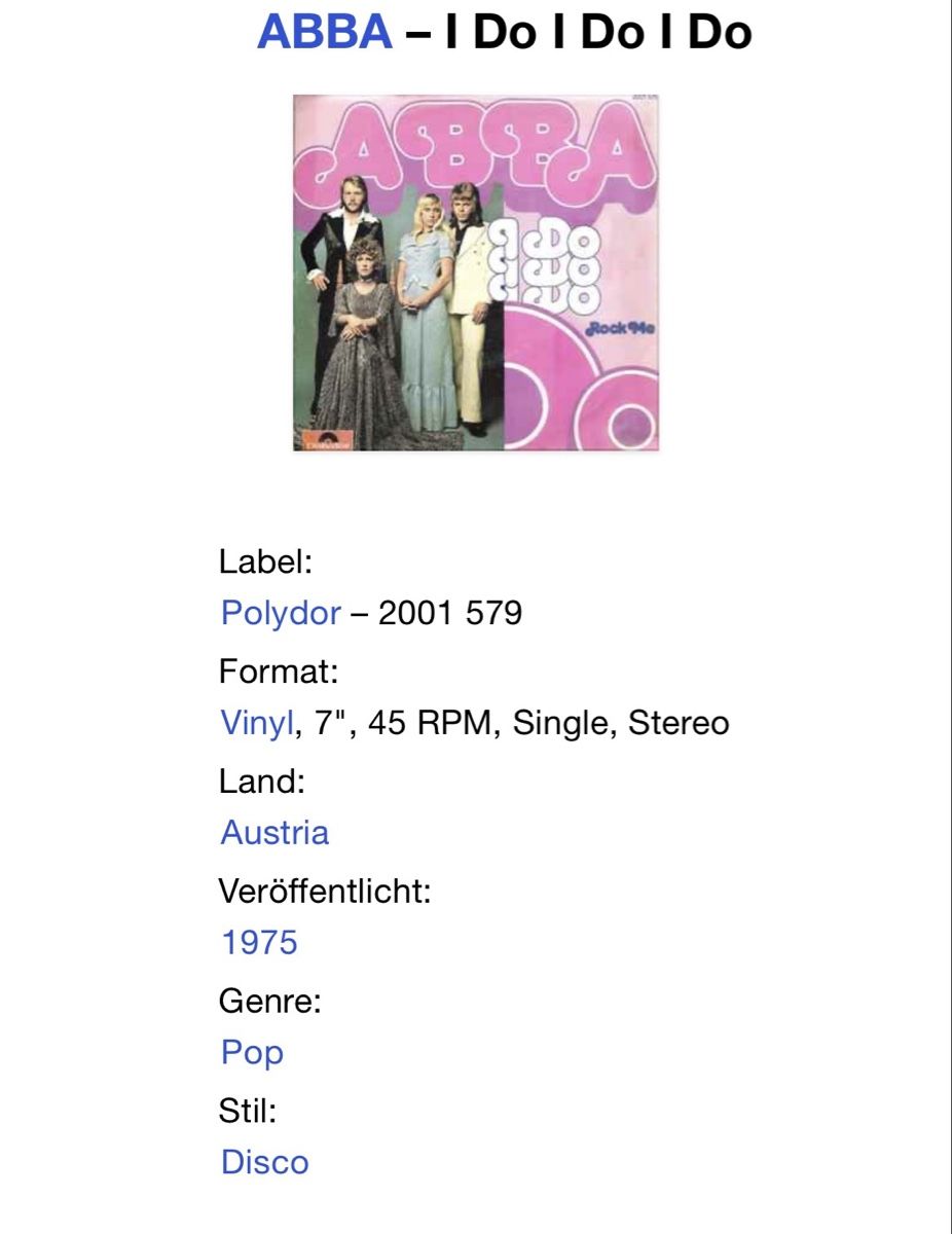 Dischi in vinile: ABBA. 1975. I Do I Do I Do sehr RAR – Usato da Faulensee venduto da Mizuno06 2