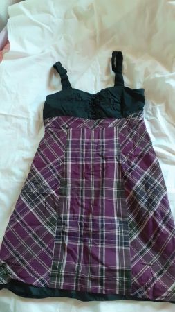 Robe violette courte tartan Ann Taylor loft 6p