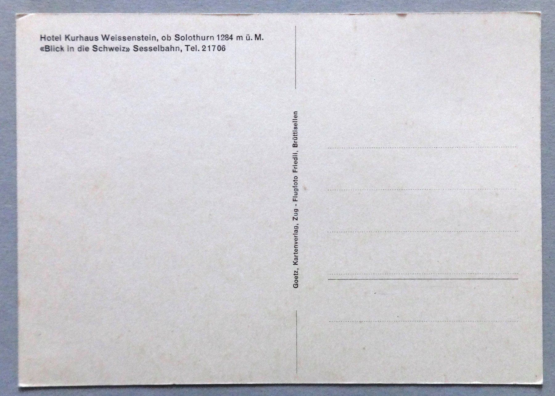 Cartoline postali: Hotel Kurhaus Weissenstein, ob Solothurn – Usato da Fétigny venduto da Billy2miny 1