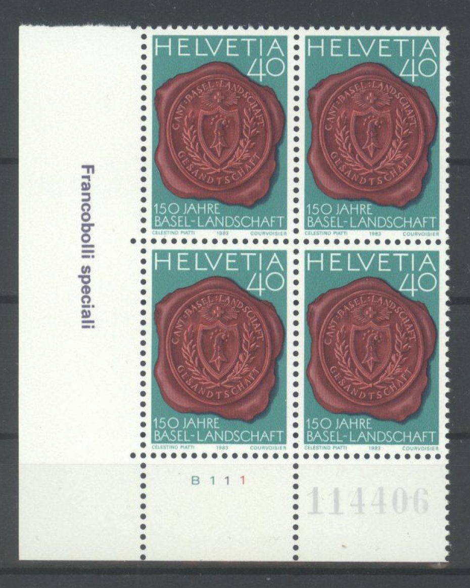 Tutti i francobolli: 1983, 150 Jahre Kanton Basel-Landschaft ** – Usato da Willisau venduto da Vollstempel