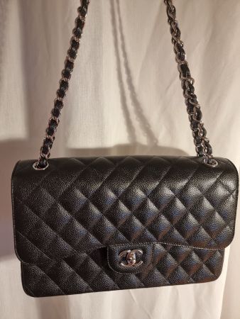 Schwarze Chanel Jumbo Tasche, neu, Classic Double Flap,