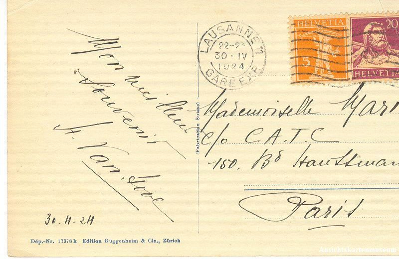 Cartoline postali: Ouchy - le quai + 1924 – Usato da Emmenbrücke venduto da teestube 1