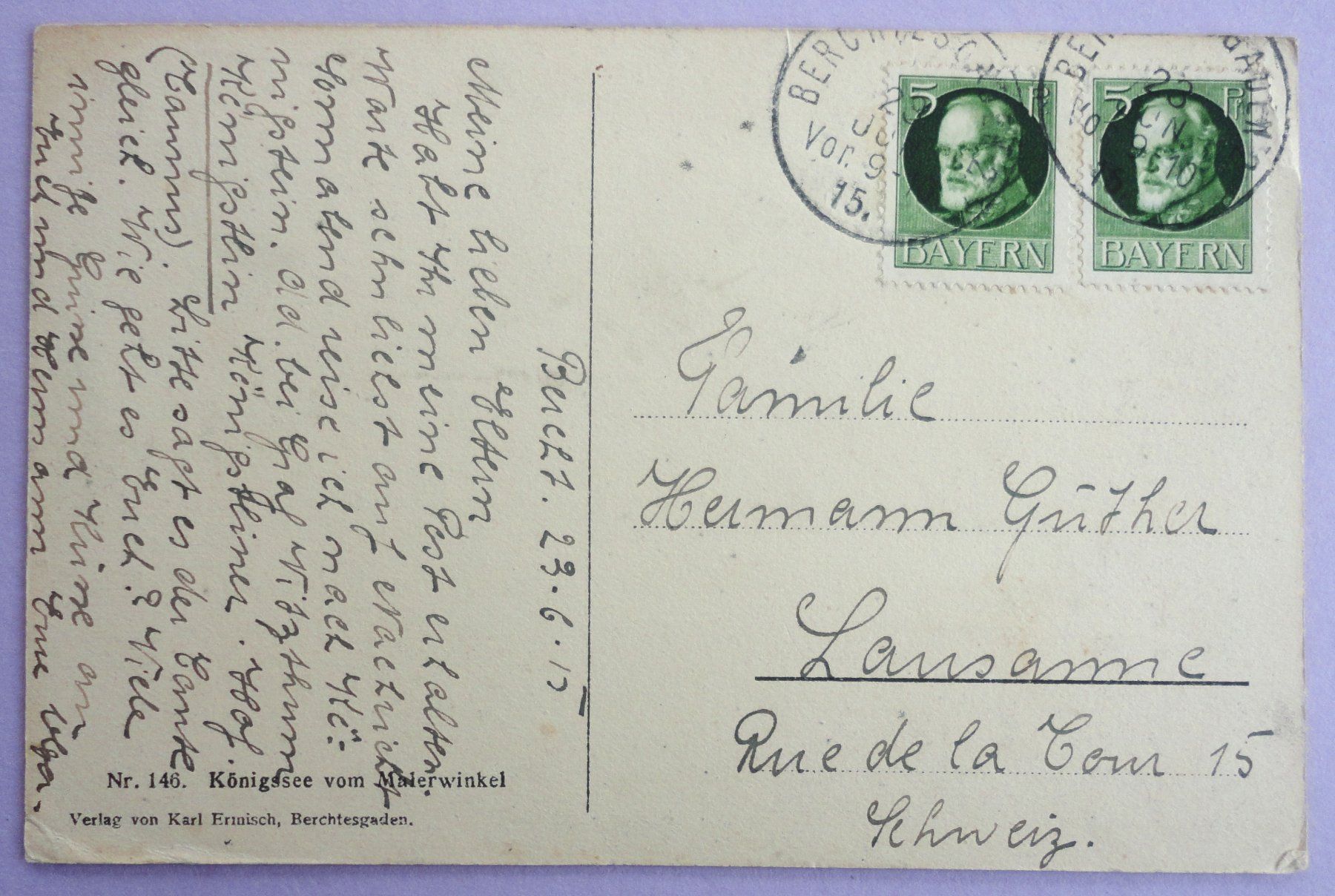 Cartoline postali: Königsee vom Malerwinkel – Difettoso da Fétigny venduto da Billy2miny 1