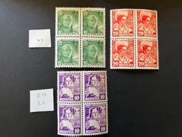 3 blocs de 4 neufs selon photo Pro Juventute 1936
