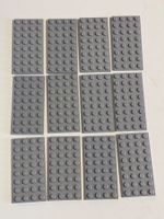 LEGO- 12 Graue Plätten 8x4 Noppen