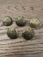 5 Knöpfe, antik, spanisches Wappen, Uniformknopf, Rarität