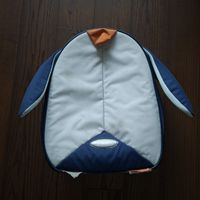 Kinder Koffer Pinguin blau orange mit Rollen gebraucht