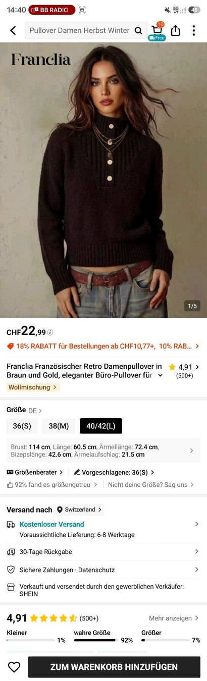 Pulls & Sweat-shirts: NEU - Strickpullover - L - mit Stehkragen & Knöpfen – Neuf (Voir description) à Thalwil par FashionVault 3