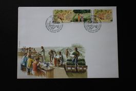 Umschlag UN-Genf 1975 Entwicklungsprogramm 3 Briefmarken