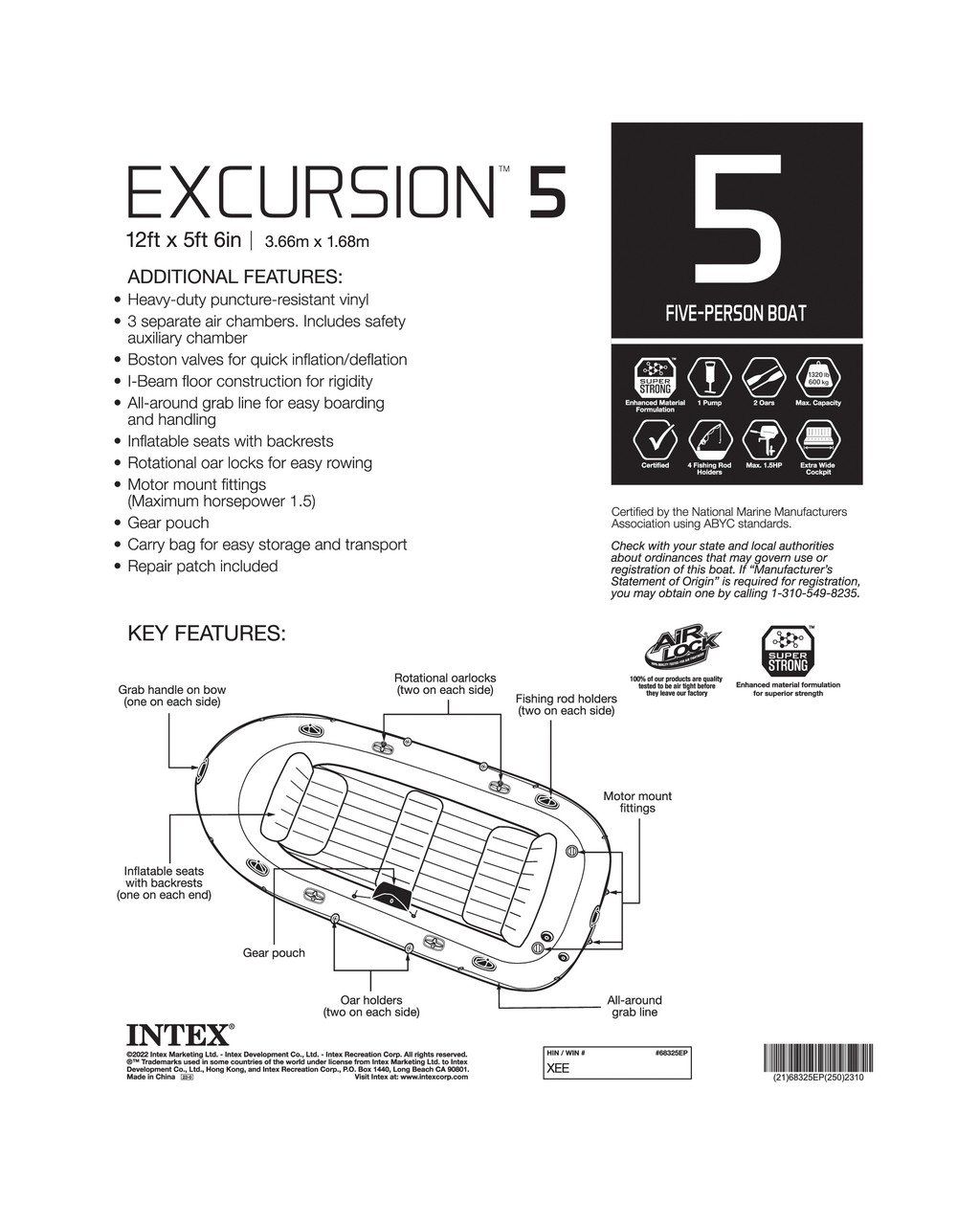 Barche: Intex excursion 5 inflatable boat, never used – Nuovo e nell'imballaggio originale da Belp venduto da liverpool82 3