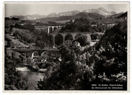 St. Gallen, Sitterbrücken, Säntis im Hintergrund, gel. 1939