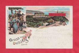 Gruss vom Uetliberg (ZH) 2-Bild Farb-Litho