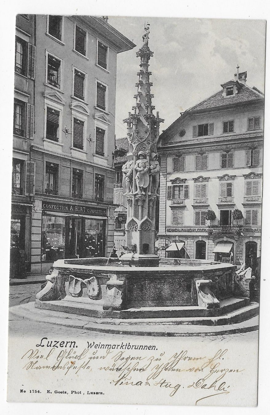 Cartoline postali: Luzern Weinmarktbrunnen – Usato da Hefenhofen venduto da Richsalz