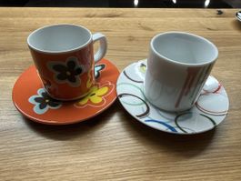 Tassen mit Unterteller, 2 Stück,