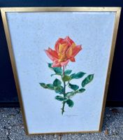 Gemälde: Aquarell Rose im Goldrahmen, vintage, signiert