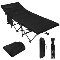 Feldbett Campingbett mit Matraze - klappbar - Schwarz