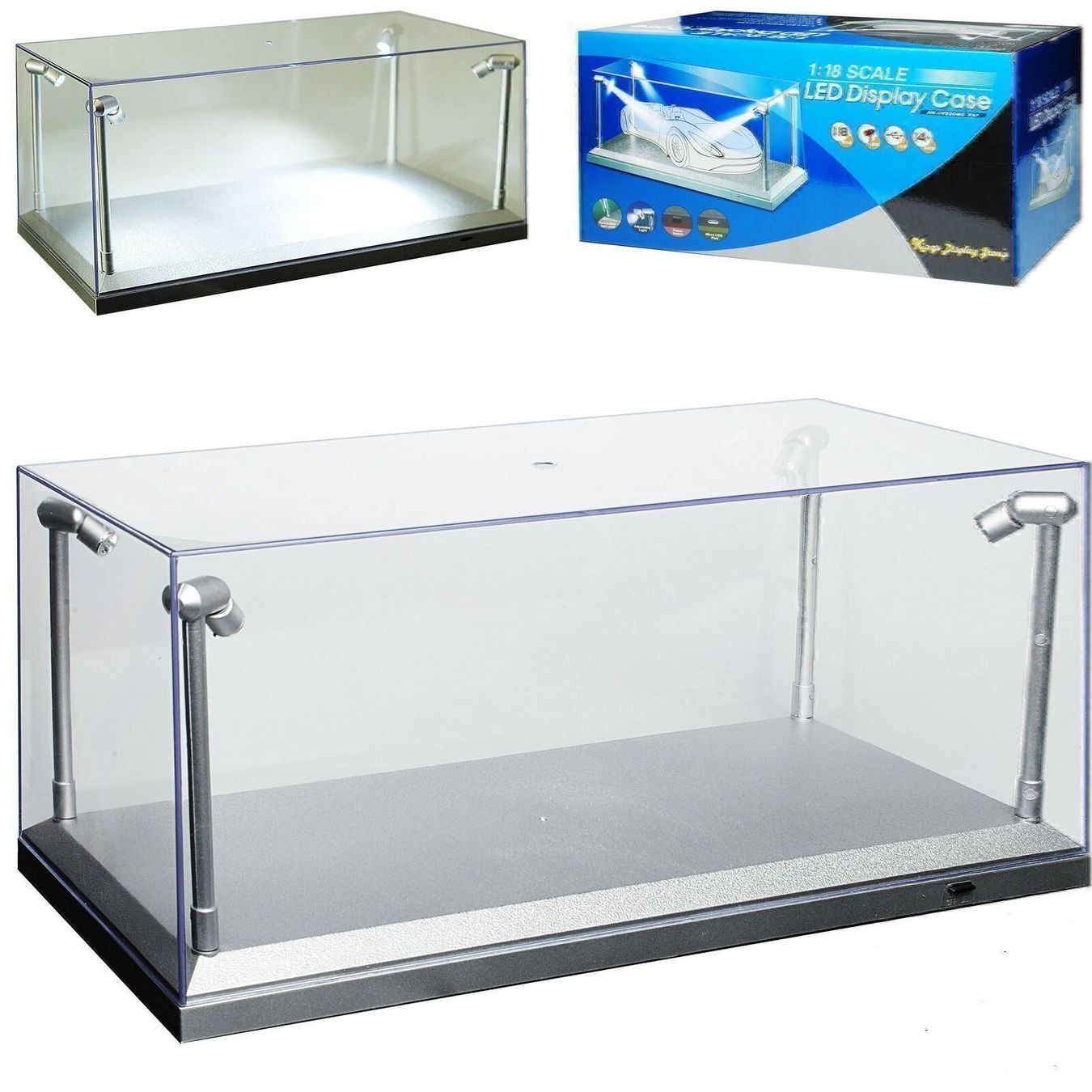 Modellini d'auto: VITRINE ACRYL BOX MIT LED SILBER 1:18 – Nuovo e nell'imballaggio originale da Suhr venduto da Moebelsiralfred 1