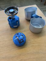 Camping Kocher mit Töpfen und Gaspatrone gebraucht