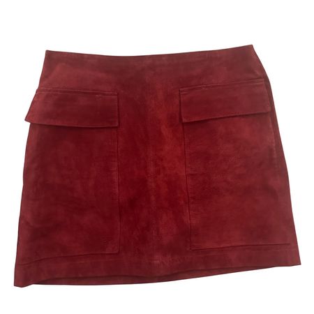 ZARA BASIC BURGUNDY SUEDE MINI SKIRT S