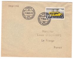 Lettre de Zurich cachet S184 pour Perroy le 19.VIII.38