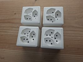 Steckdose AP 3xt13 Feller 4 Stück