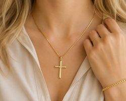 Kreuz mit Brillant Echtgold mit Kette s925