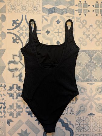Badeanzug Crinkle, schwarz, Grösse XS