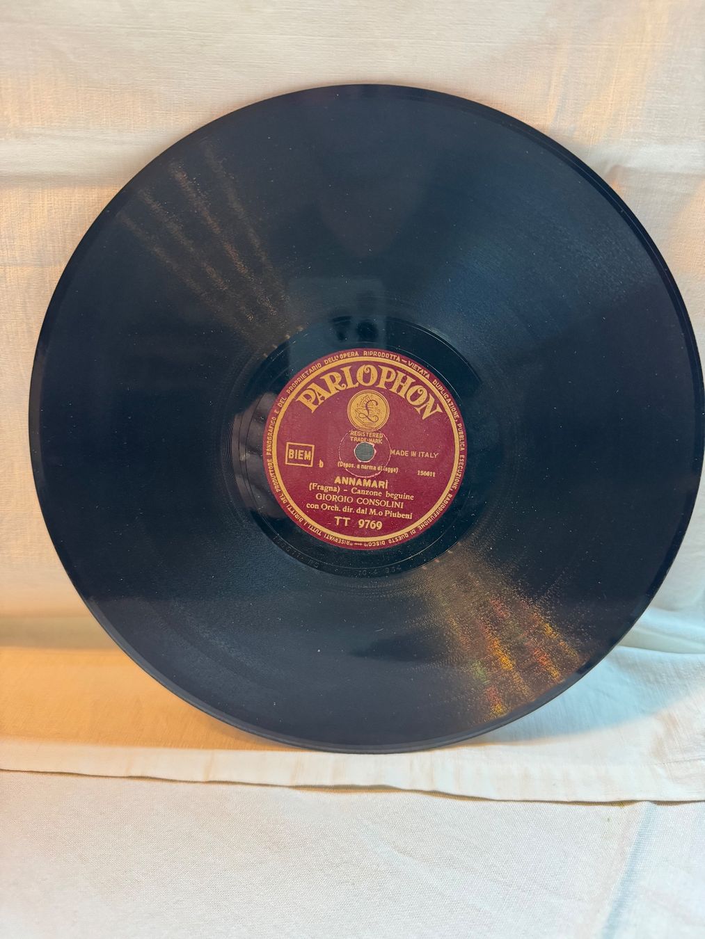 Dischi in vinile: Disque Shellac 78 tr Parlophon Annamari - Giorgio Consolini – Usato da la Chaux-de-Fonds venduto da Lampe 1